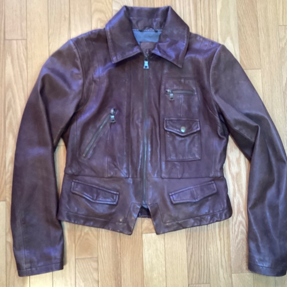 Banana Republic Genuine Leather Brown Jacket size medium - Picture 5 of 14